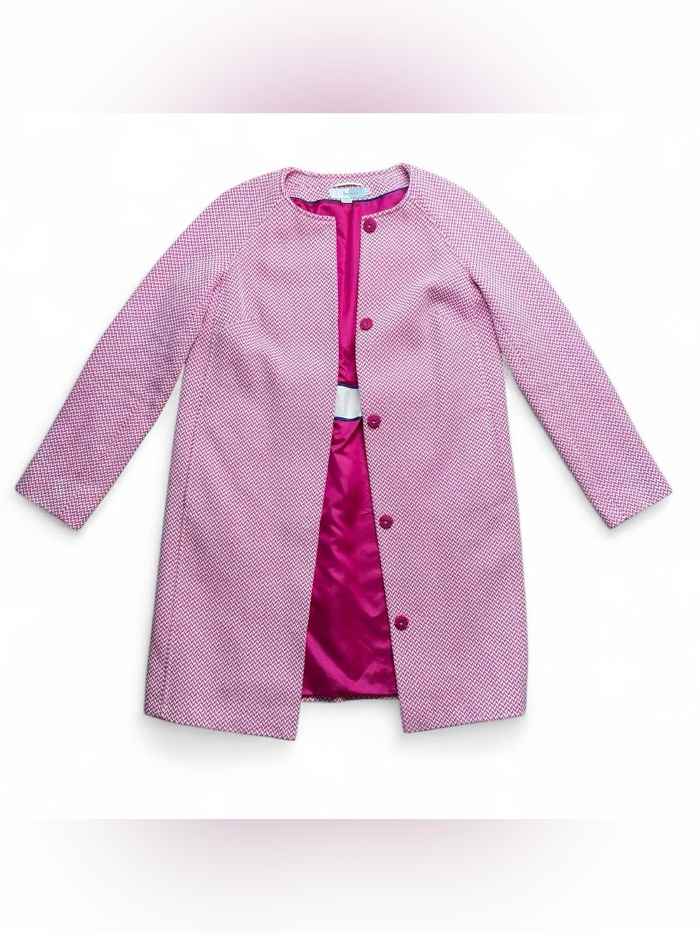 Boden Pink Textured Collarless Coat UK 8 US 4